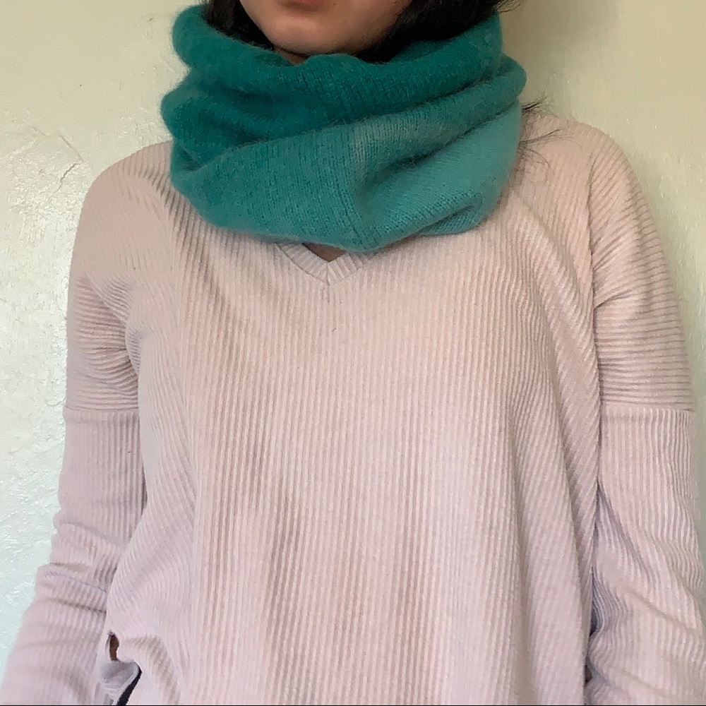 Turquoise Ombré Wool Infinity Scarf